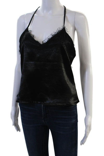 One Way Womens Camisole Black V-Neck Tie Polyester Sleeveless Size 6