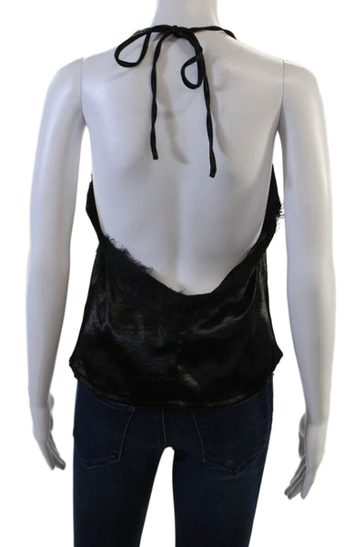 One Way Womens Camisole Black V-Neck Tie Polyester Sleeveless Size 6