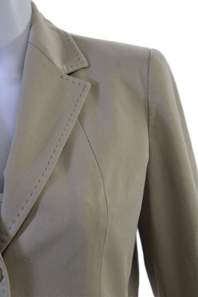 Elie Tahari Women Beige Collared Long Sleeve Blazer Size S