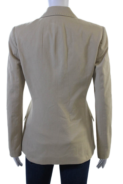 Elie Tahari Women Beige Collared Long Sleeve Blazer Size S