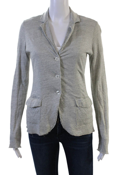 Majestic Filatures Womens Gray Linen Silk Blazer Long Sleeve Size 1