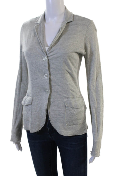 Majestic Filatures Womens Gray Linen Silk Blazer Long Sleeve Size 1