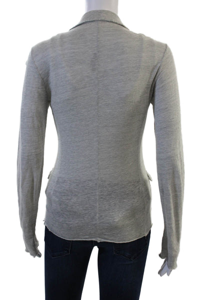 Majestic Filatures Womens Gray Linen Silk Blazer Long Sleeve Size 1