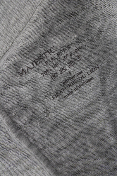 Majestic Filatures Womens Gray Linen Silk Blazer Long Sleeve Size 1