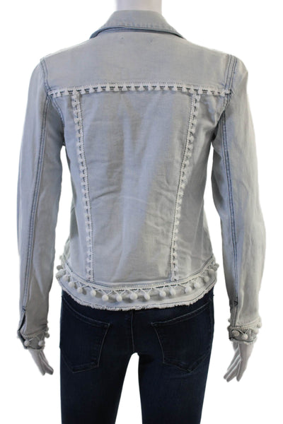 Generation Love Women Boho Collared Button Jacket Light Blue Size XS