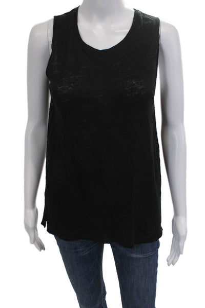 Vince Women Basic Sleeveless Linen Tank Black Size M