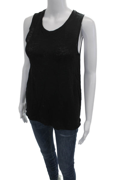 Vince Women Basic Sleeveless Linen Tank Black Size M