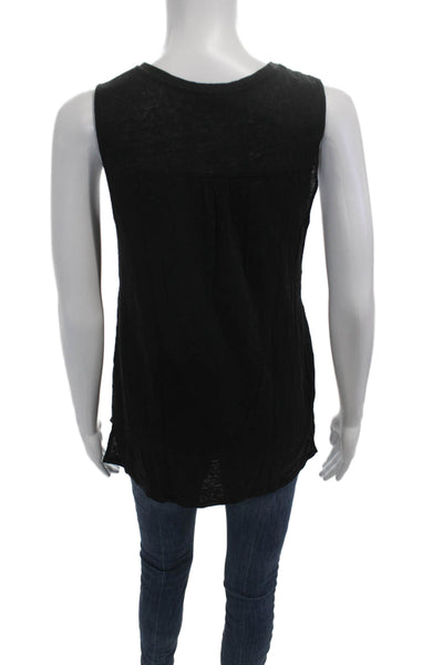 Vince Women Basic Sleeveless Linen Tank Black Size M