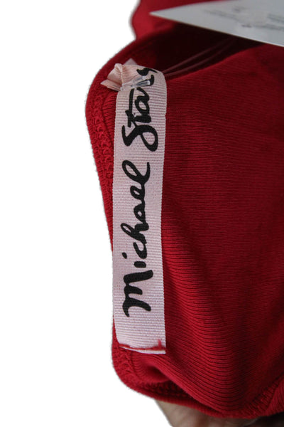 Michael Stars Women Basic Sleeveless Tank Red Round Neck Viscose Size One Size