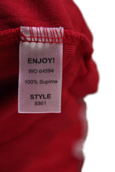 Michael Stars Women Basic Sleeveless Tank Red Round Neck Viscose Size One Size