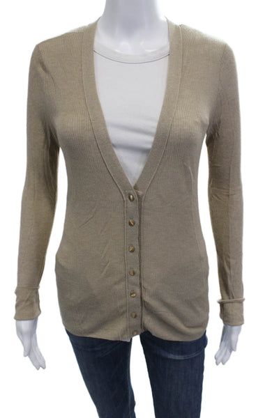 Christopher Fischer Unisex Beige Cashmere Silk Long Sleeve Cardigan Size L