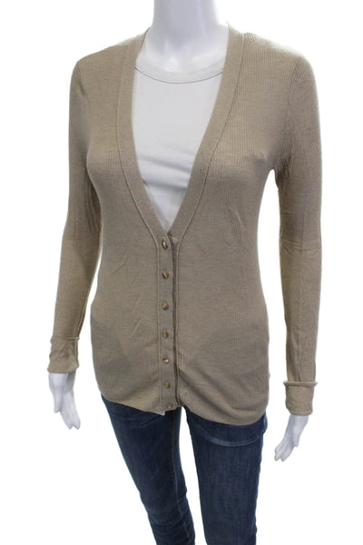 Christopher Fischer Unisex Beige Cashmere Silk Long Sleeve Cardigan Size L