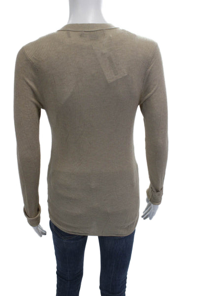 Christopher Fischer Unisex Beige Cashmere Silk Long Sleeve Cardigan Size L