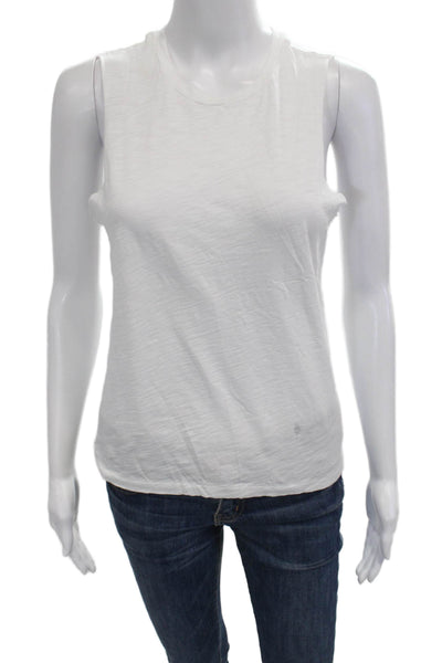 Goldie Women Basic Sleeveless Tank White Pima Cotton Crew Neck Size XS