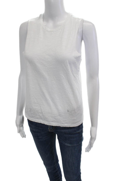 Goldie Women Basic Sleeveless Tank White Pima Cotton Crew Neck Size XS