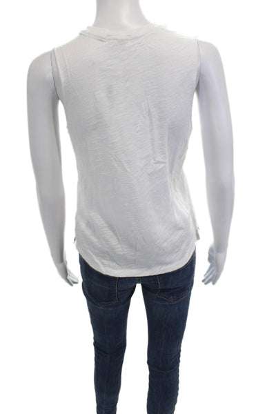 Goldie Women Basic Sleeveless Tank White Pima Cotton Crew Neck Size XS