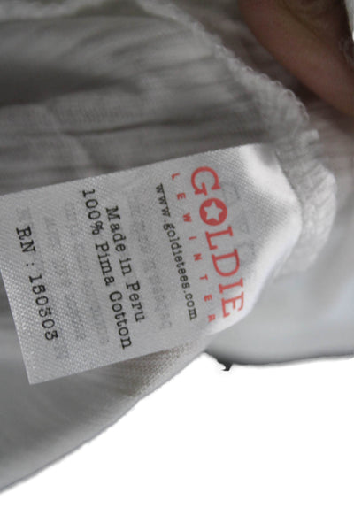 Goldie Women Basic Sleeveless Tank White Pima Cotton Crew Neck Size XS