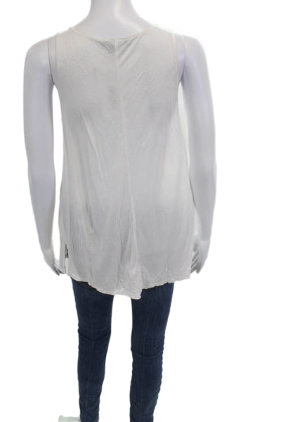 Vince Womens Basic V-Neck Sleeveless Tank White Viscose Size M