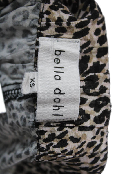 Bella Dahl Women Leopard Jogger Pants Beige 100% Rayon Drawstring Waist Size XS