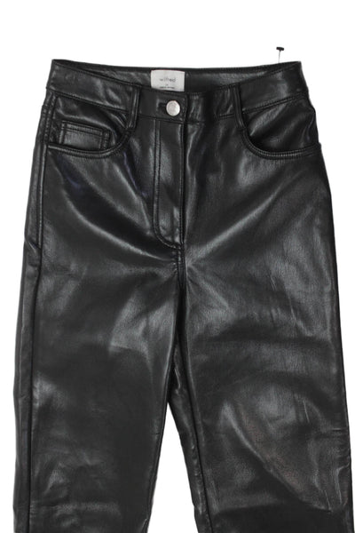 Wilfred Women Biker Black Polyurethane Pants Button Closure Size 00
