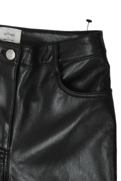 Wilfred Women Biker Black Polyurethane Pants Button Closure Size 00