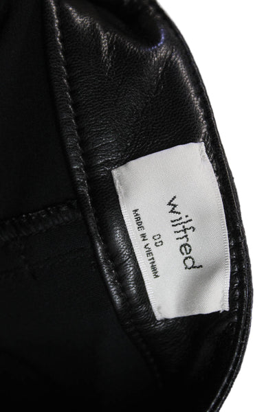 Wilfred Women Biker Black Polyurethane Pants Button Closure Size 00