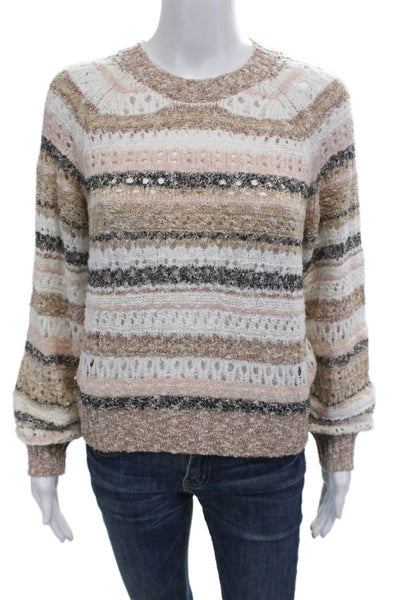 Spiritual Gangster Unisex Pullover Striped Beige Crewneck Size S