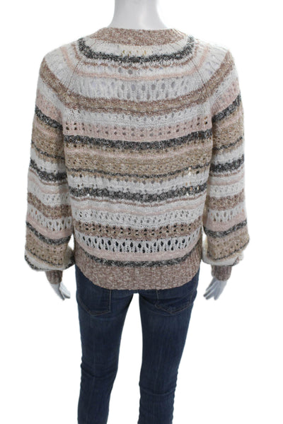 Spiritual Gangster Unisex Pullover Striped Beige Crewneck Size S