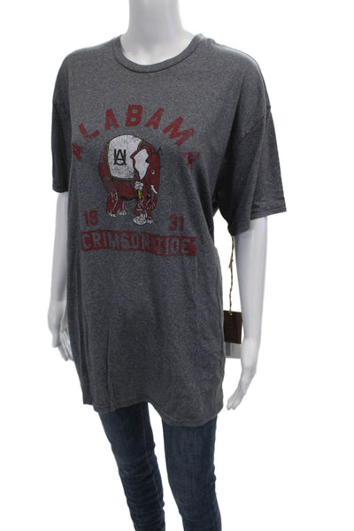 Retro Brand Mens College Graphic T Shirt Gray Crew Neck Short Sleeve Size XL