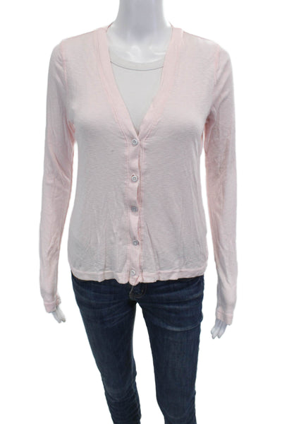 Michael Stars Unisex Pink V-Neck Cardigan Sweater Long Sleeve Size One Size