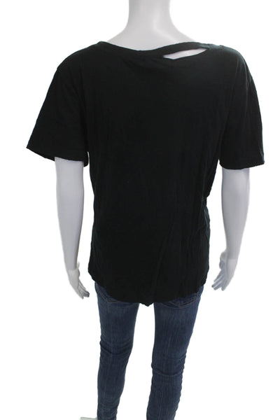 Philanthropy Women Basic Black Cotton Short Sleeve T-Shirt Size L