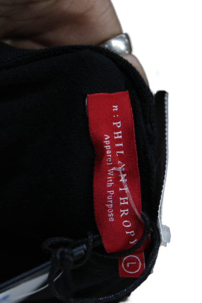 Philanthropy Women Basic Black Cotton Short Sleeve T-Shirt Size L