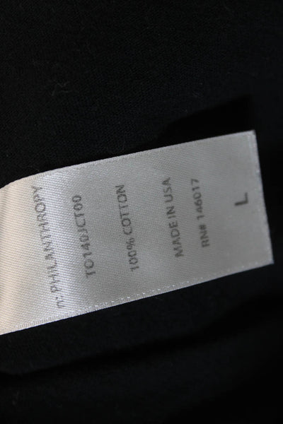 Philanthropy Women Basic Black Cotton Short Sleeve T-Shirt Size L