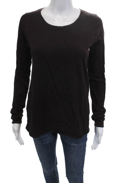 ATM Womens Basic Black Long Sleeve T-Shirt Round Neck Pima Modal Size M