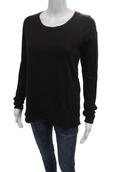 ATM Womens Basic Black Long Sleeve T-Shirt Round Neck Pima Modal Size M