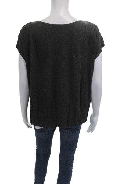 Velvet Women Basic Jersey Short Sleeve T Shirt Dark Gray Round Neck Size S