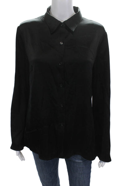 Drew Womens Black Collared Long Sleeve Button-Up Blouse Size L