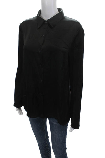 Drew Womens Black Collared Long Sleeve Button-Up Blouse Size L