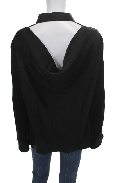 Drew Womens Black Collared Long Sleeve Button-Up Blouse Size L