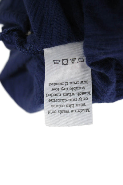 Goldie Womens Basic Sleeveless Pima Cotton Dark Blue Tank Round Neck Size M