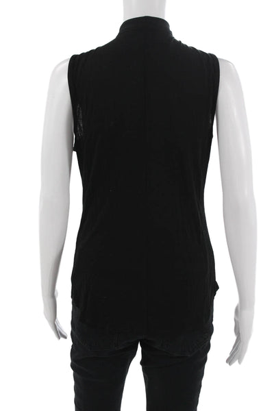 Frame Women Black High Neck Tie Sleeveless Viscose Tank Designer Size M