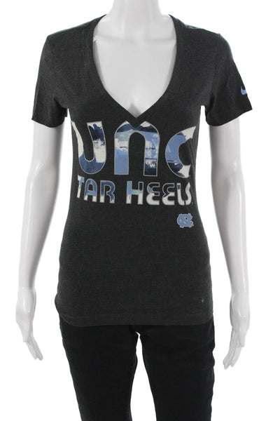 Nike Womens Jersey V-Neck Short Sleeve Graphic T-Shirt Black Size S