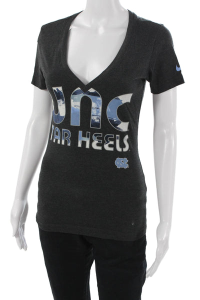 Nike Womens Jersey V-Neck Short Sleeve Graphic T-Shirt Black Size S