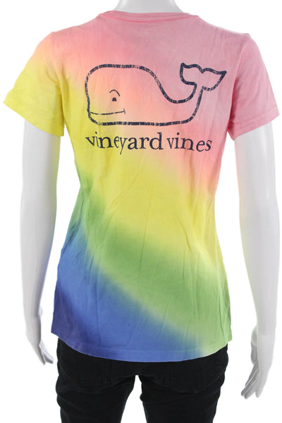 Vineyard Vines Women Basic Graphic T-Shirt Pink Cotton Short Sleeve Size XS