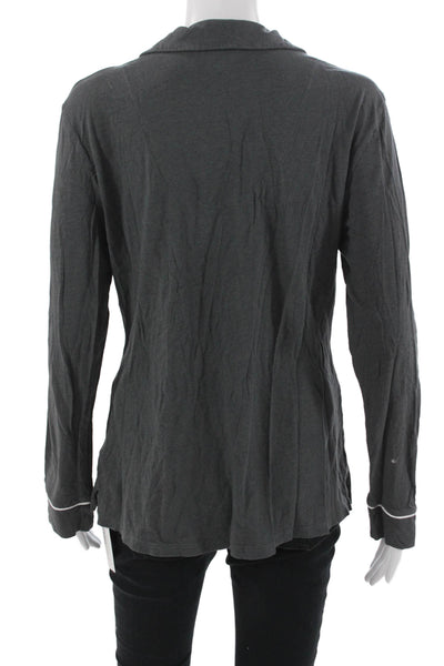 Cosabella Womens Button Front Long Sleeve Collared Pajama Shirt Gray Size Medium