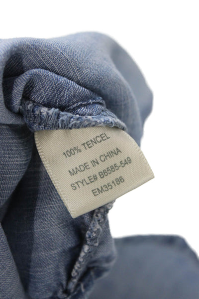 Bella Dahl Womens Shirt Dress Blue Sleeveless Round Neck Tencel Size M