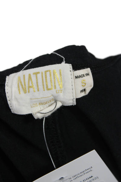 Nation LTD Women Black Organic Pima Cotton Basic Camisole Round Neck Size S
