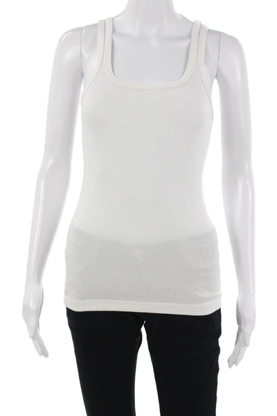 Splendid Womens White Square Neck Sleeveless Basic Tank Cotton Modal Size M