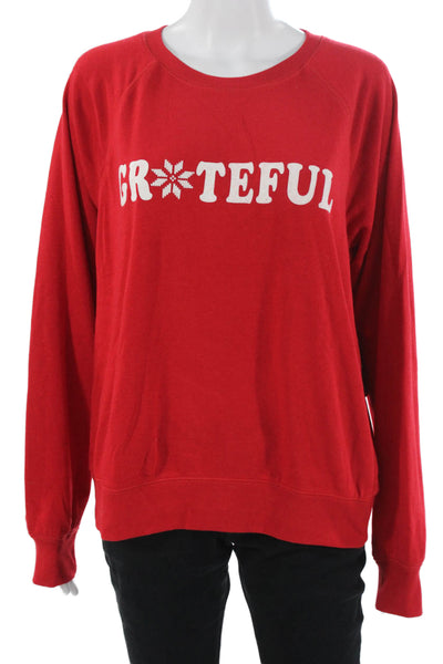 PJ Salvage Womens Long Sleeve Crew Neck Grateful Pajama Sweater Red Size Large