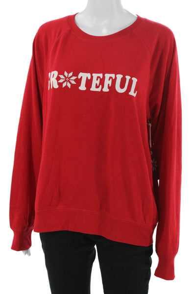 PJ Salvage Womens Long Sleeve Crew Neck Grateful Pajama Sweater Red Size Large